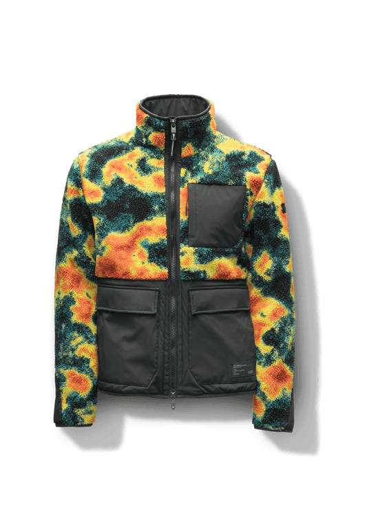 Kepler Men's Berber Zip Front Sweater in hip length, premium berber and stretch ripstop fabrication, Primaloft Gold Insulation Active+, two-way centre-front zipper, zipper pocket at left chest, magnetic closure flap pockets at waist with additional side-entry pockets, in Heat Map + Heat Map