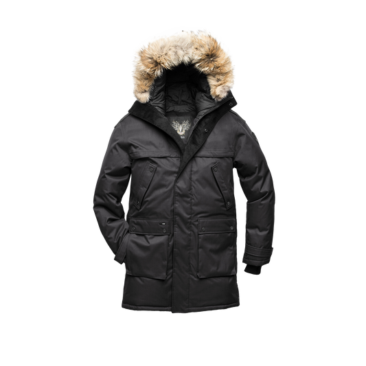 Men's Best Selling Parka the Yatesy is a down filled jacket with a zipper closure and magnetic placket in CH Black + CH Black