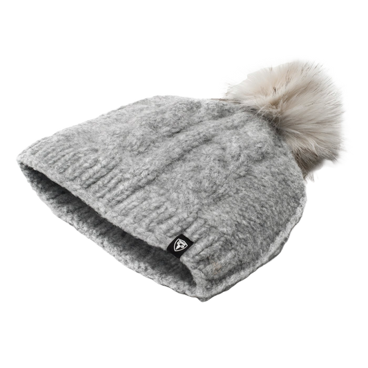 A knit toque with pom-pom in Heather Grey + Heather Grey
