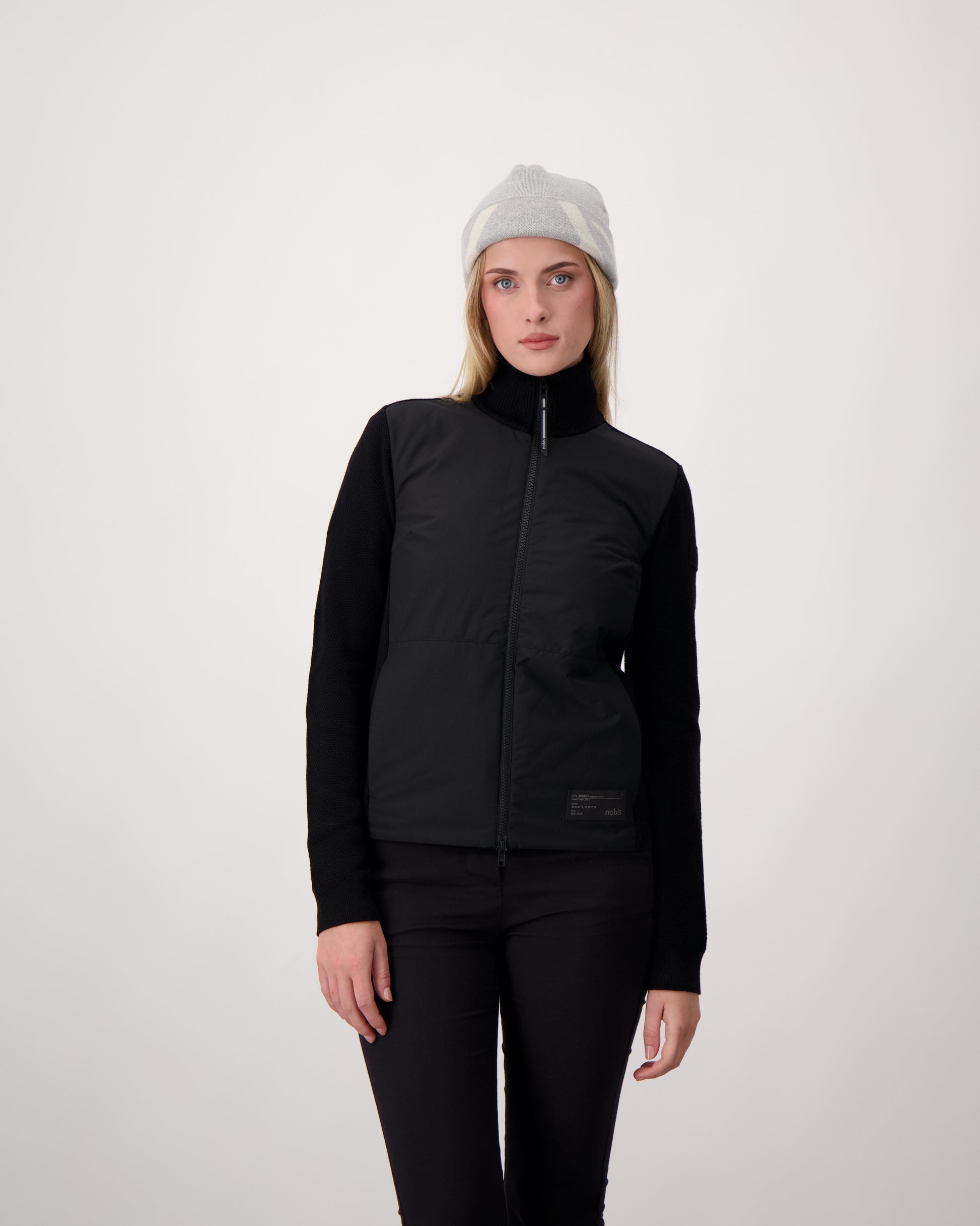 Antler Beanie in merino wool blend, antler knit motif on front, in Grey