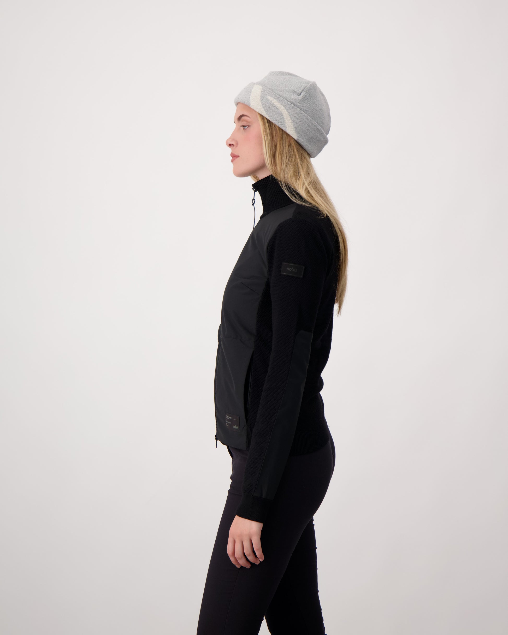 Antler Beanie in merino wool blend, antler knit motif on front, in Grey