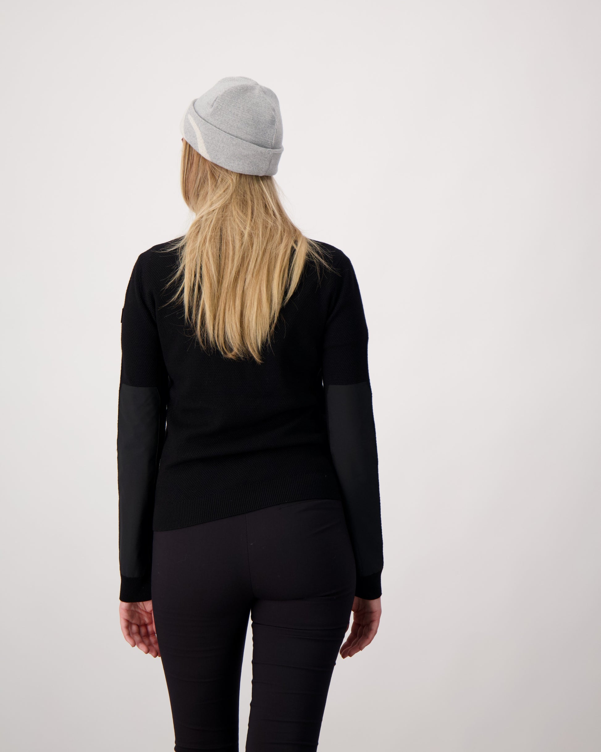 Antler Beanie in merino wool blend, antler knit motif on front, in Grey