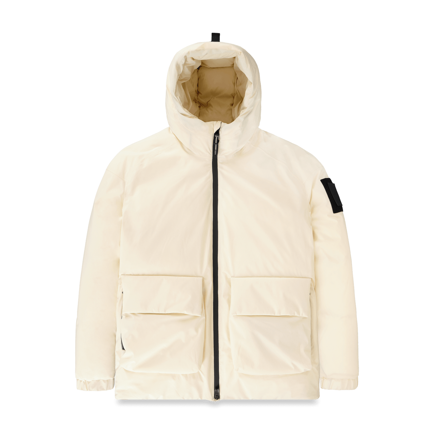 Dixon jacket in Wheat stretch ripstop fabric with DWR coating, large bellow pockets with magnetic flaps, hidden side-entry zipper pockets, and adjustable cuffs and hem for a tailored fit. Durable, weather-resistant, and versatile.