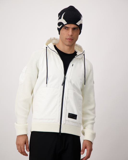 Antler Beanie in merino wool blend, antler knit motif on front, in Black + Black