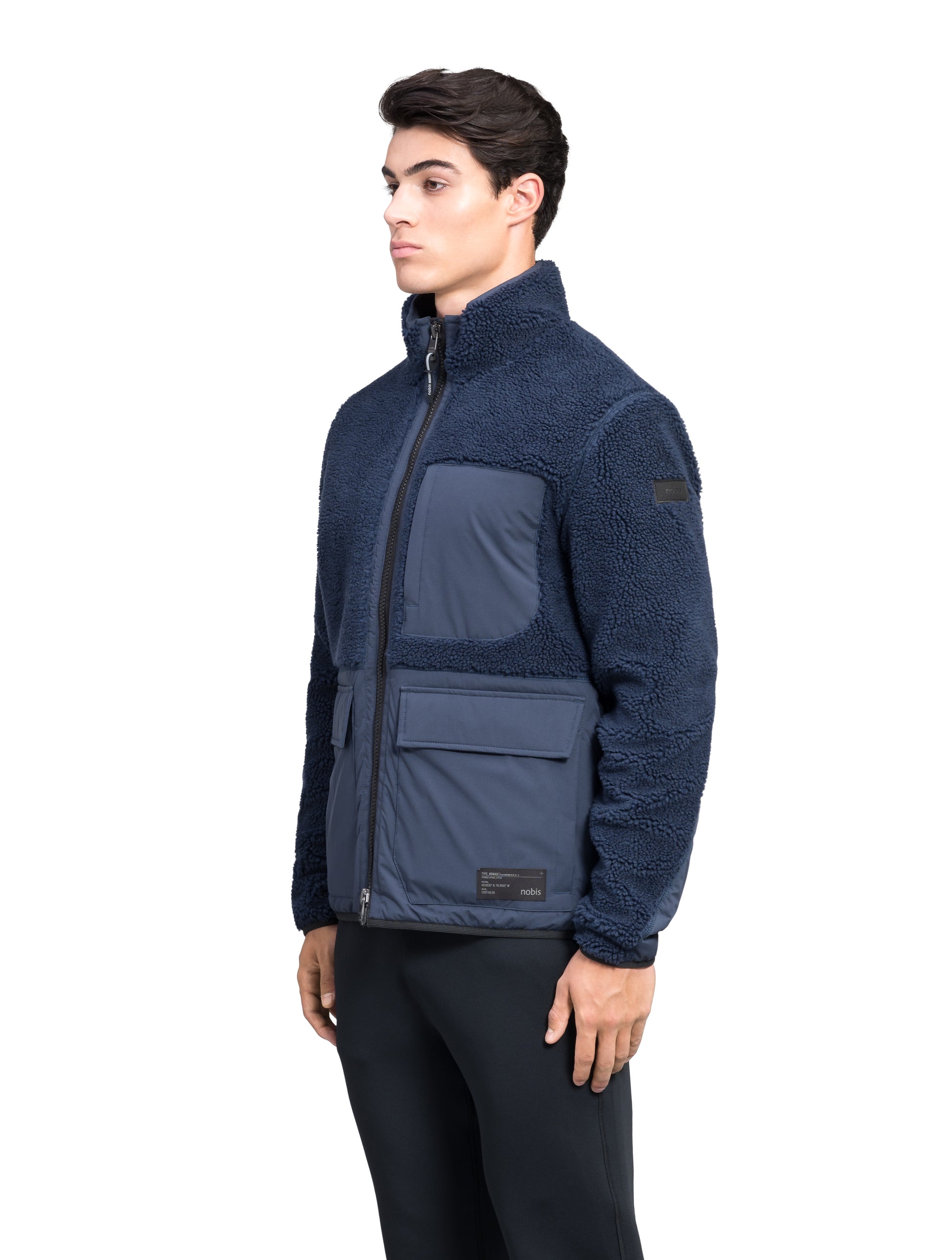 Kepler Men's Berber Zip Front Sweater in hip length, premium berber and stretch ripstop fabrication, Primaloft Gold Insulation Active+, two-way centre-front zipper, zipper pocket at left chest, magnetic closure flap pockets at waist with additional side-entry pockets, in Marine