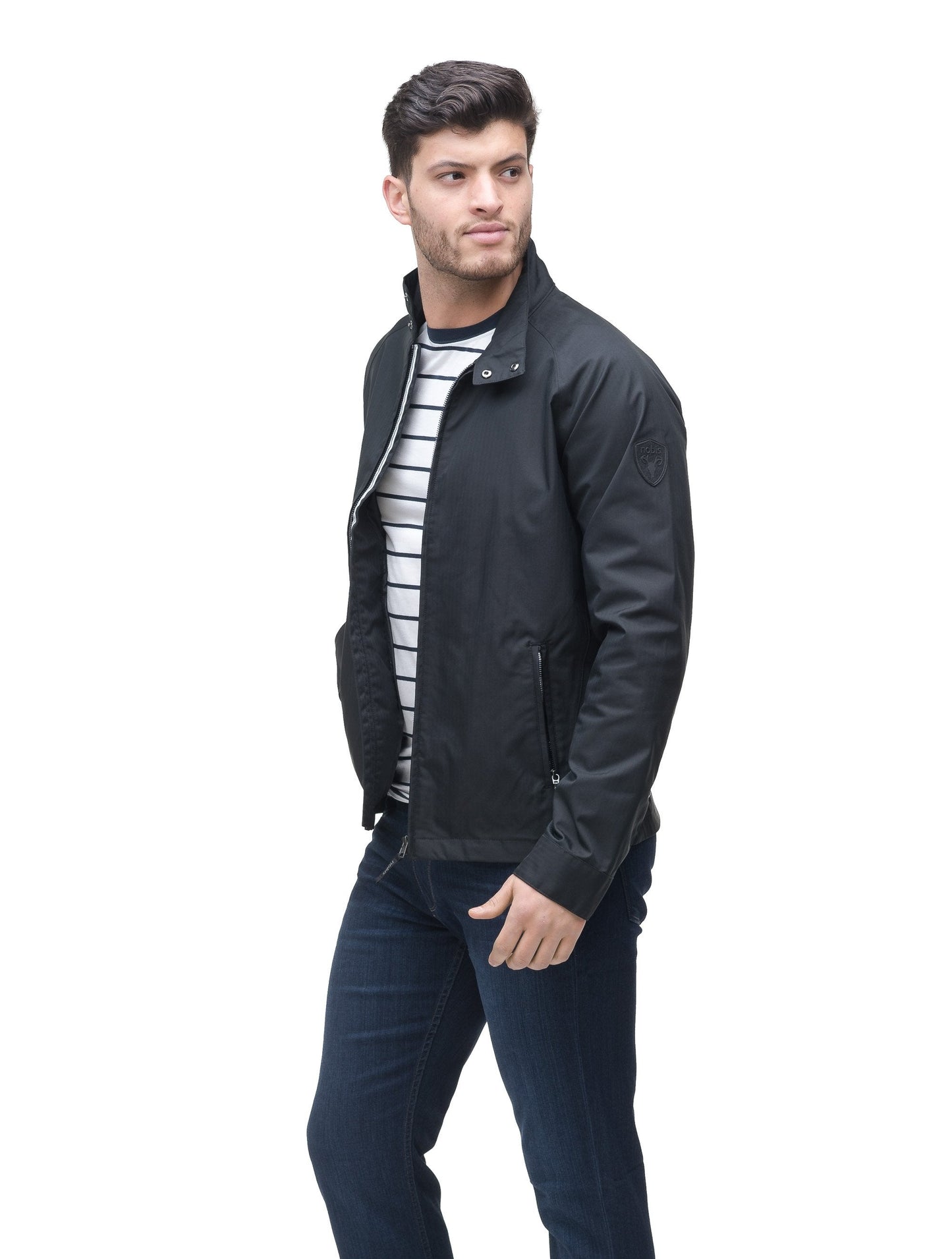 Men's zip up racer jacket in Black