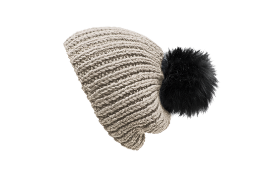 Toque with pom pom in Cream + Cream