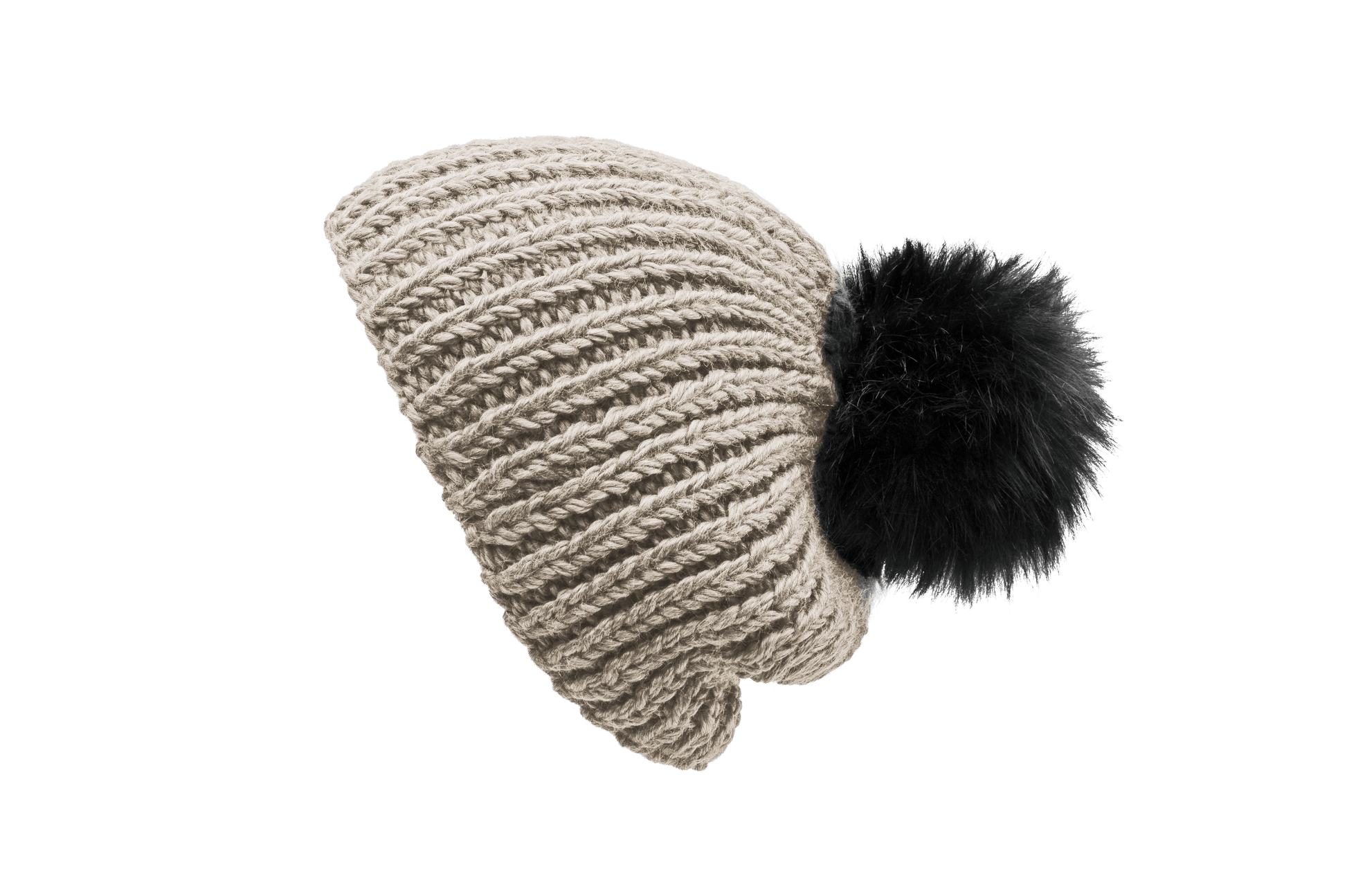 Toque with pom pom in Cream