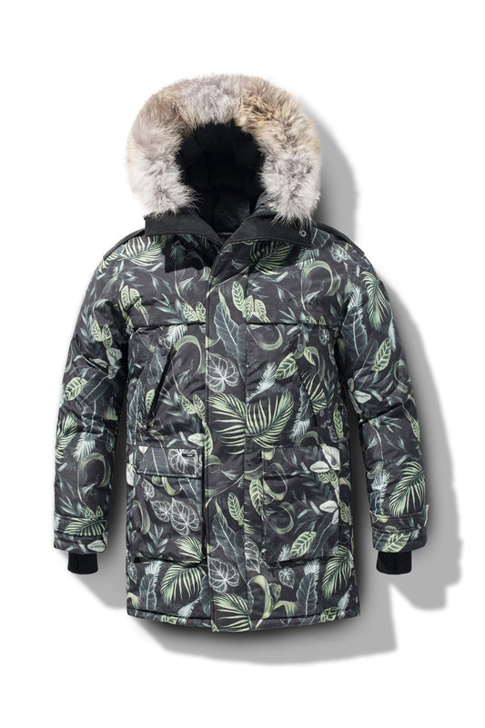 Men's Best Selling Parka the Yatesy is a down filled jacket with a zipper closure and magnetic placket in Forest + CH Forest