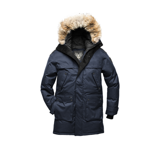 Men's Best Selling Parka the Yatesy is a down filled jacket with a zipper closure and magnetic placket in CH Navy + CH Navy