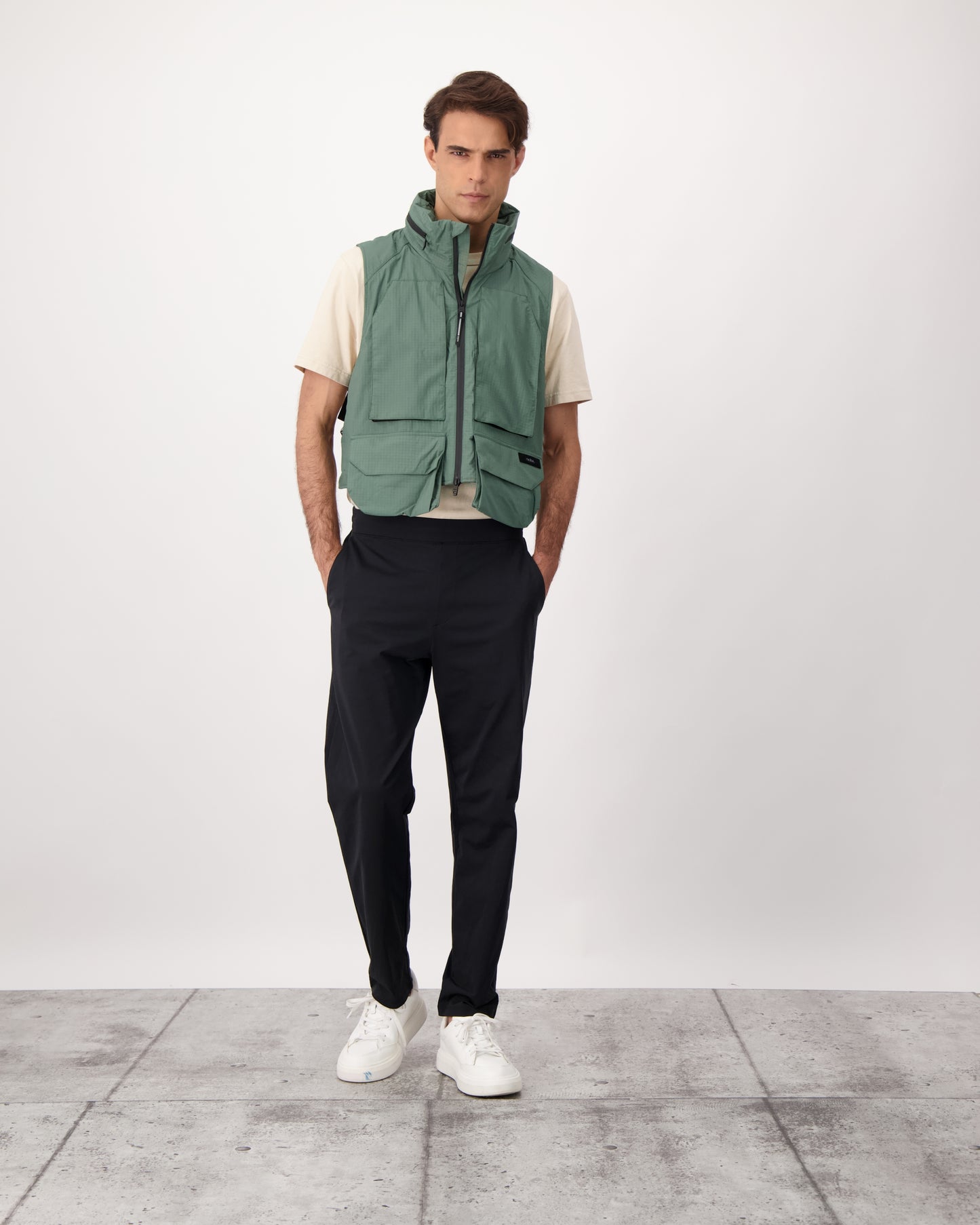 Zephyr is a unisex lightweight utility vest made from durable MatrixWeave ripstop in Tea