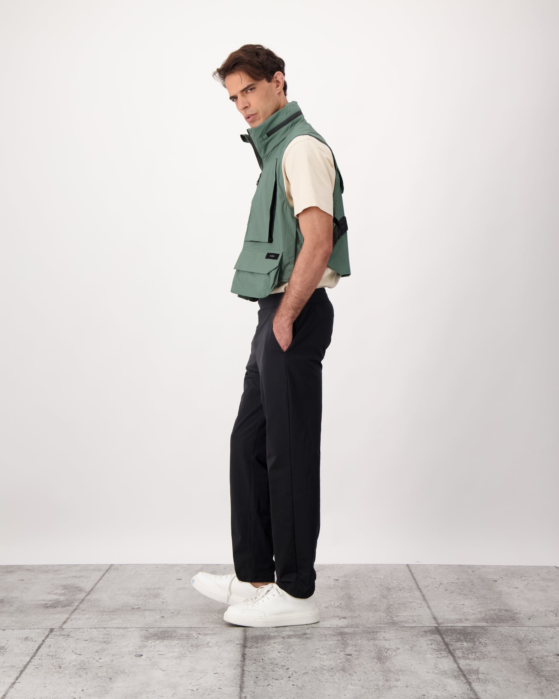 Zephyr is a unisex lightweight utility vest made from durable MatrixWeave ripstop in Tea
