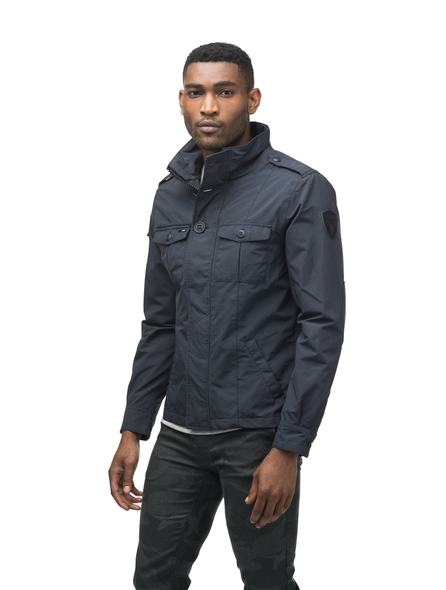 Men's waist length military style jacket in Navy