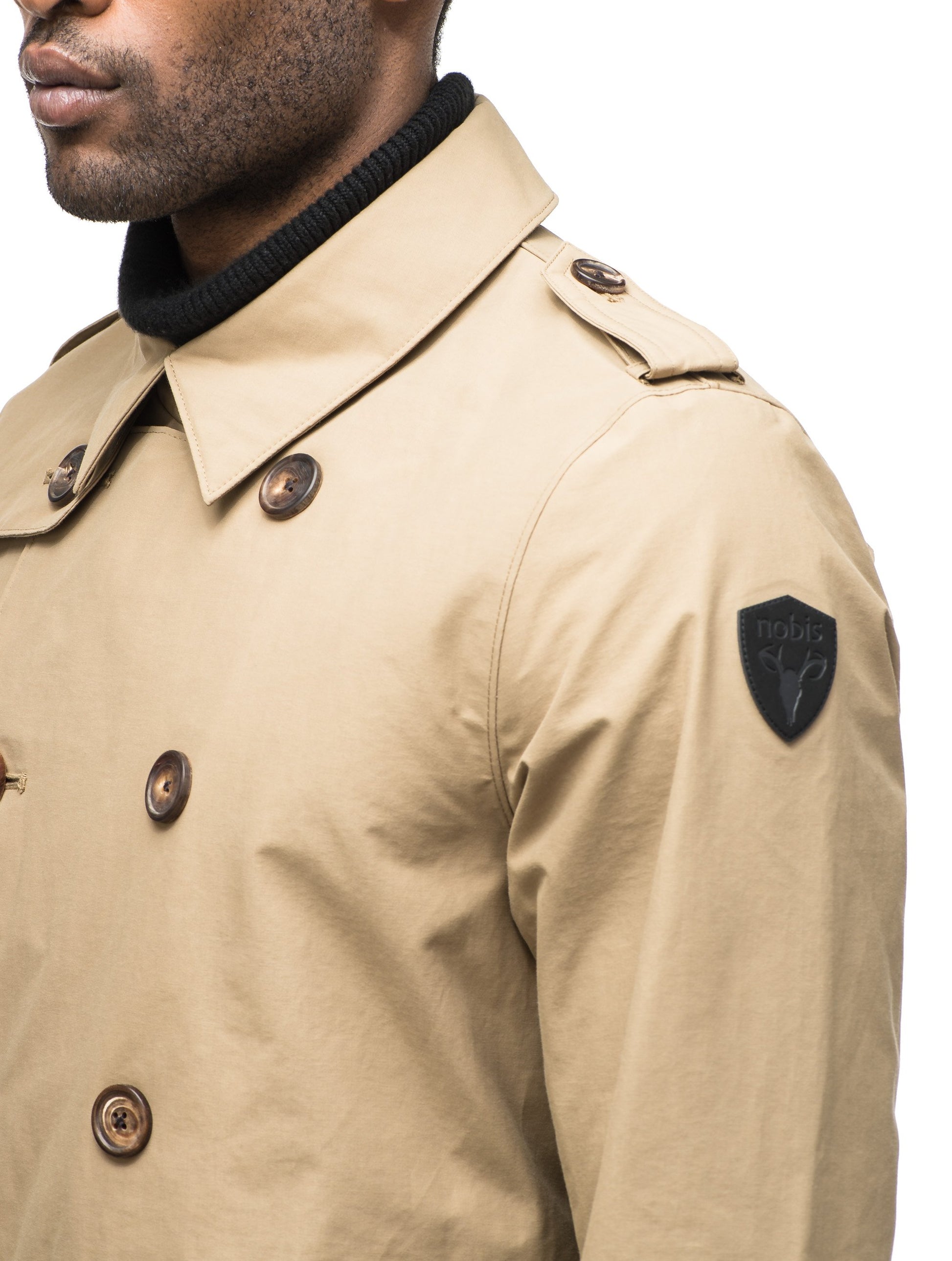 Men's thigh length trench coat with removable belt in Cork