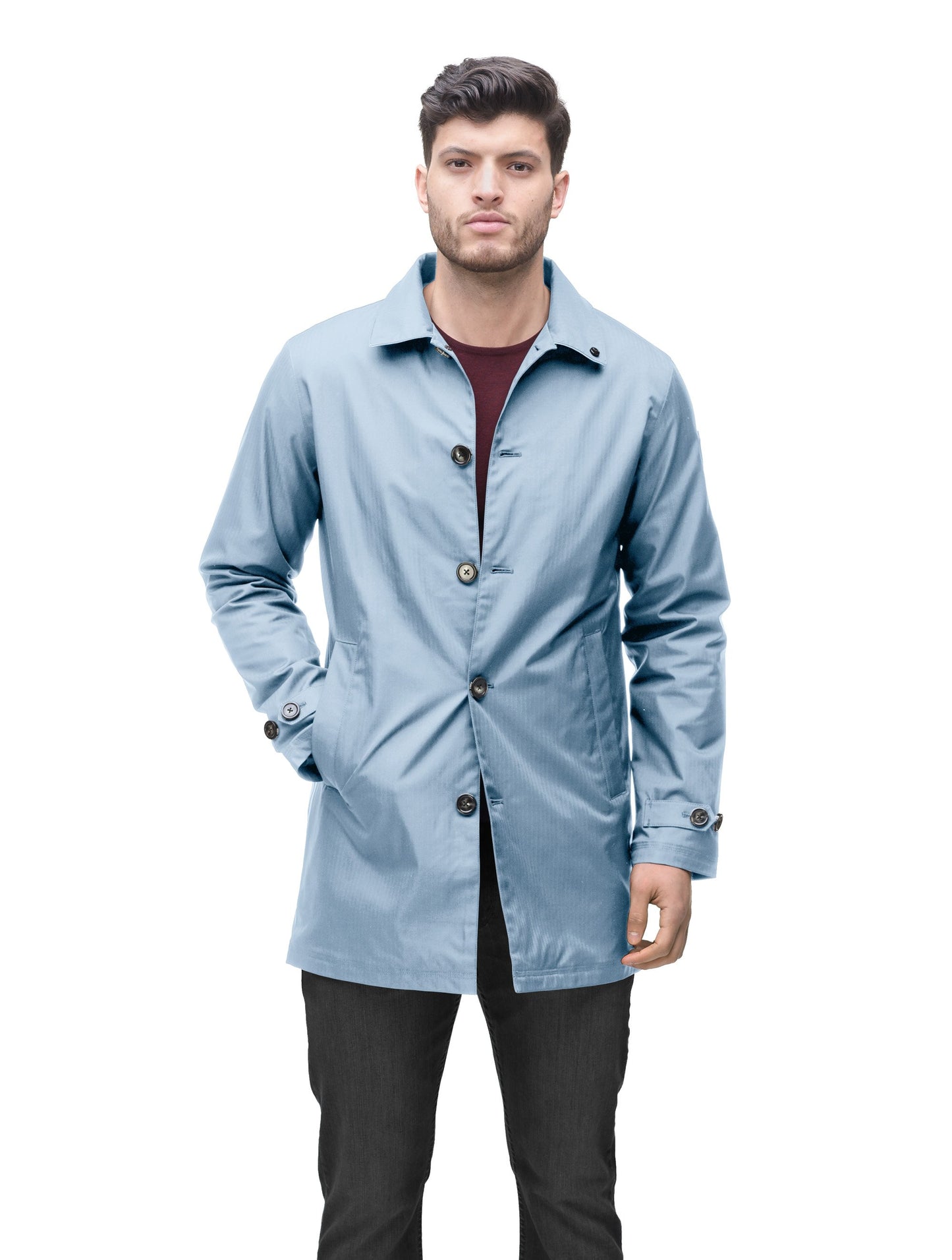 Men's Macintosh style raincoat in Slate Blue