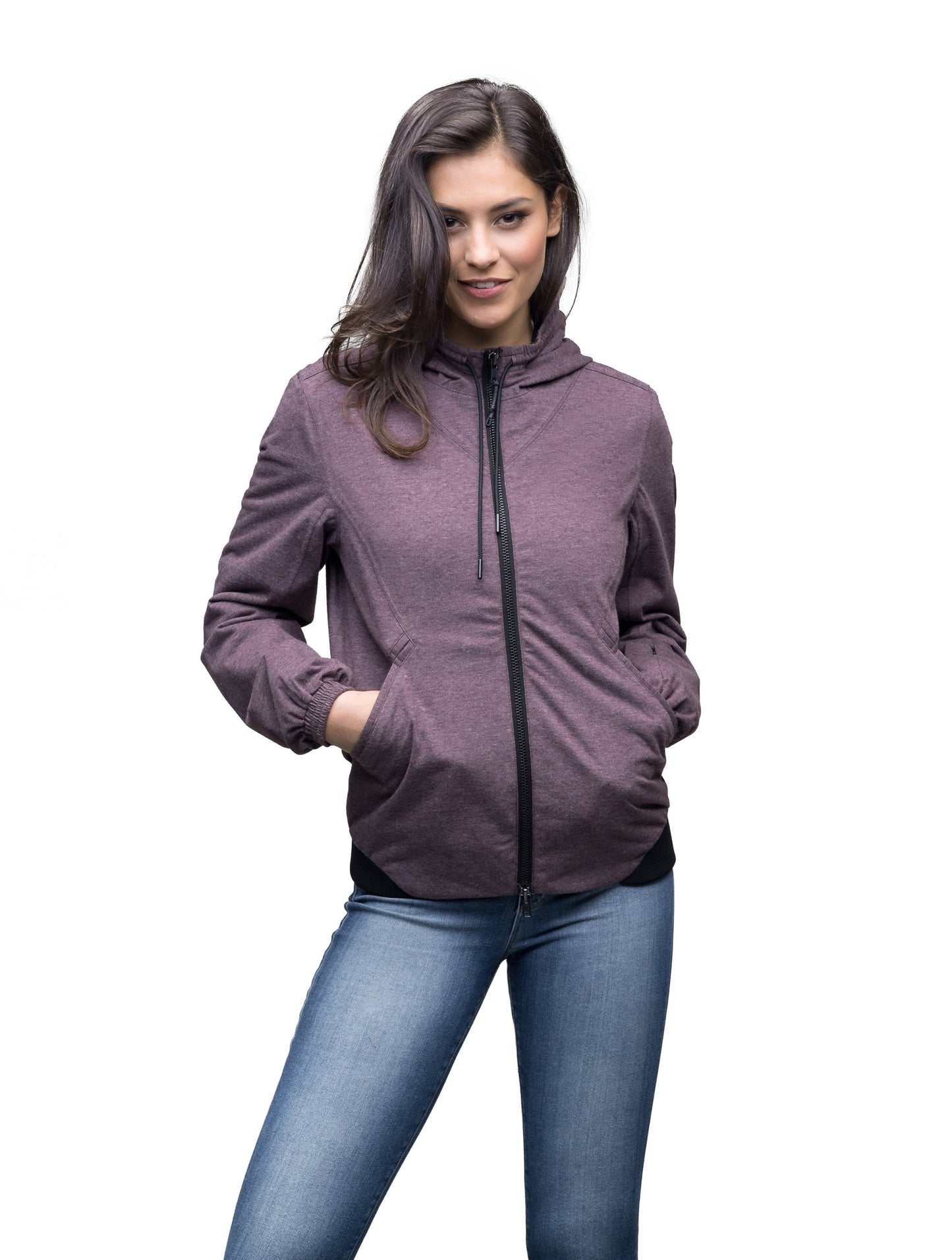 Women's lightweight jersey down filled jacket in Maroon