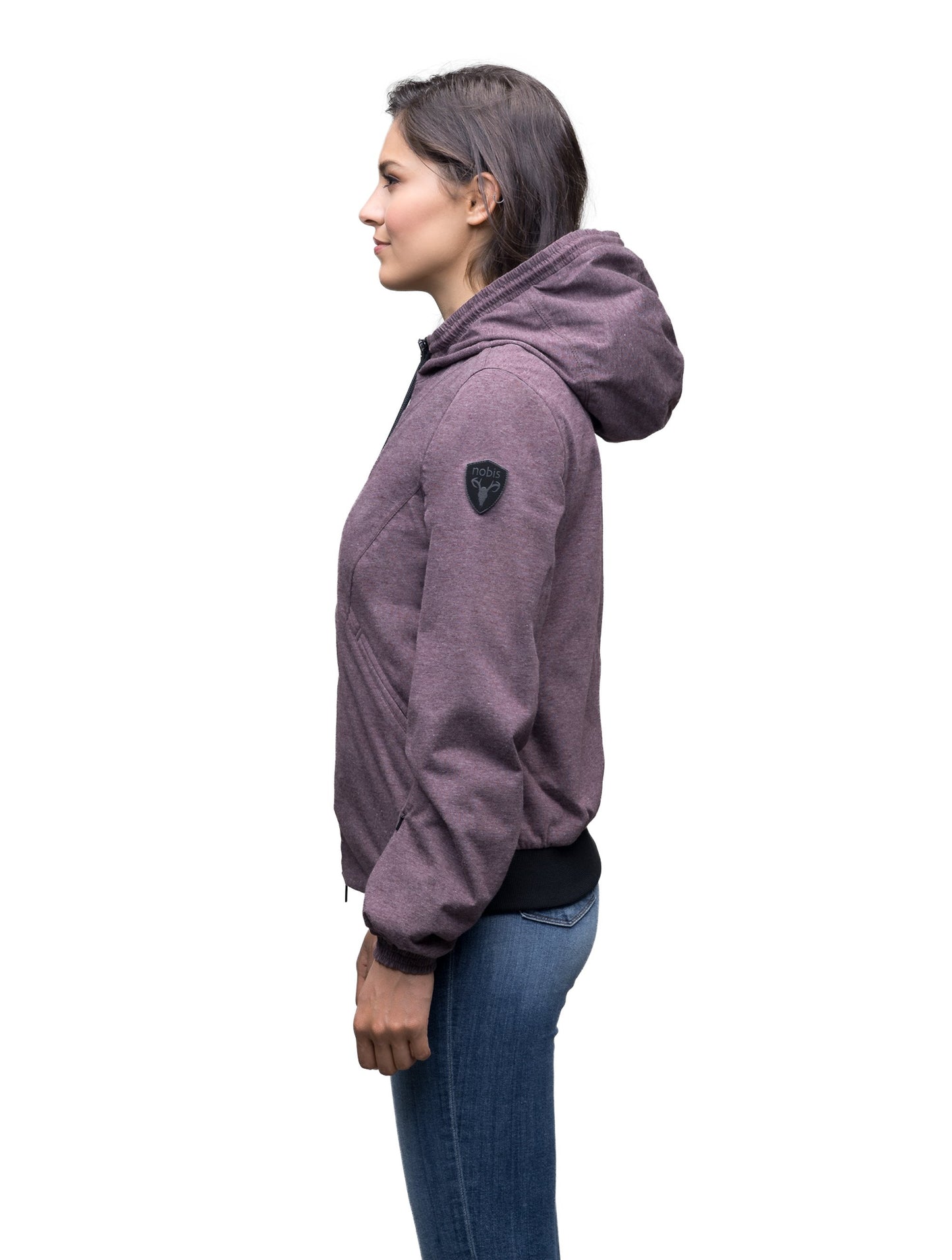 Women's lightweight jersey down filled jacket in Maroon