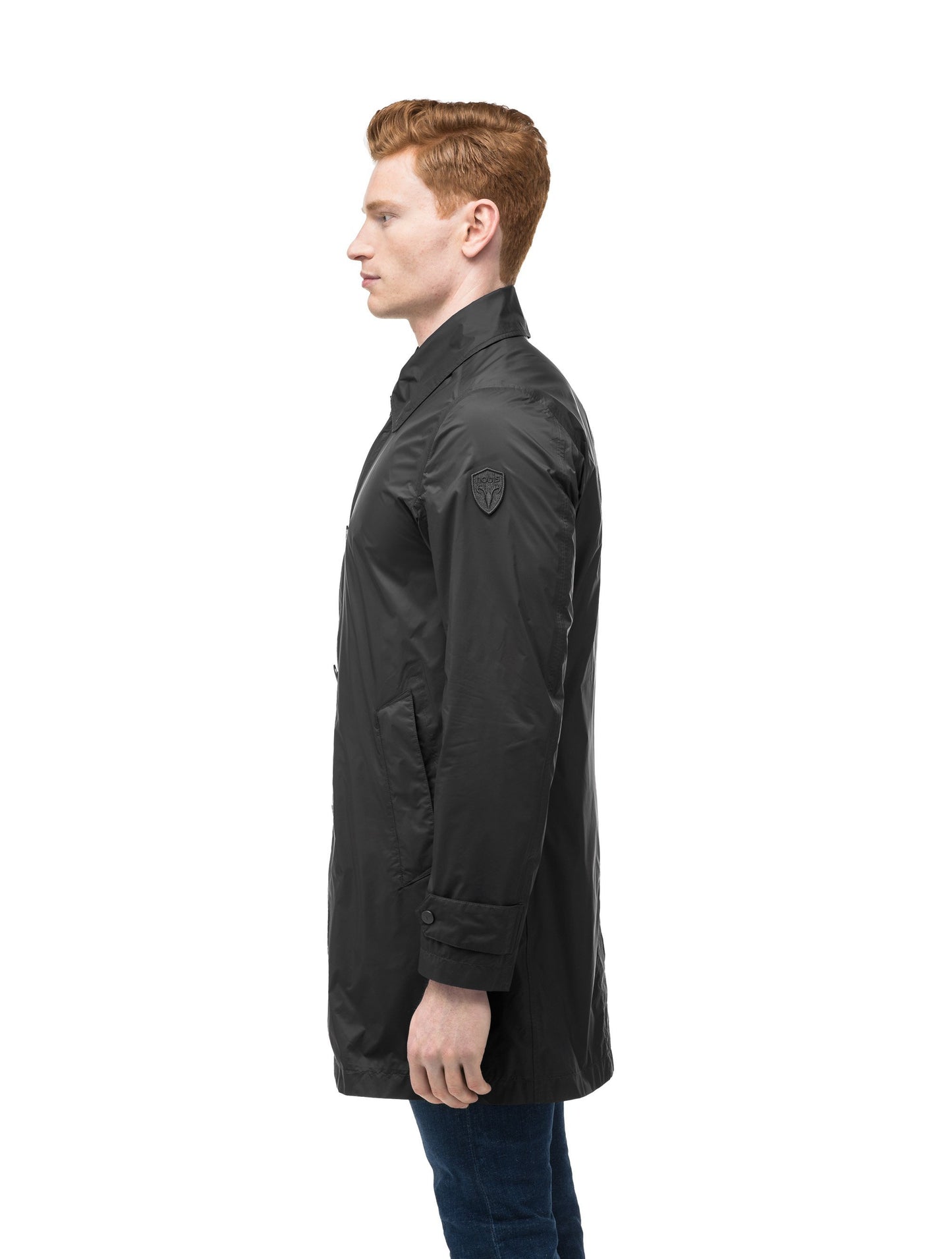 Men's knee length windproof car coat in Black