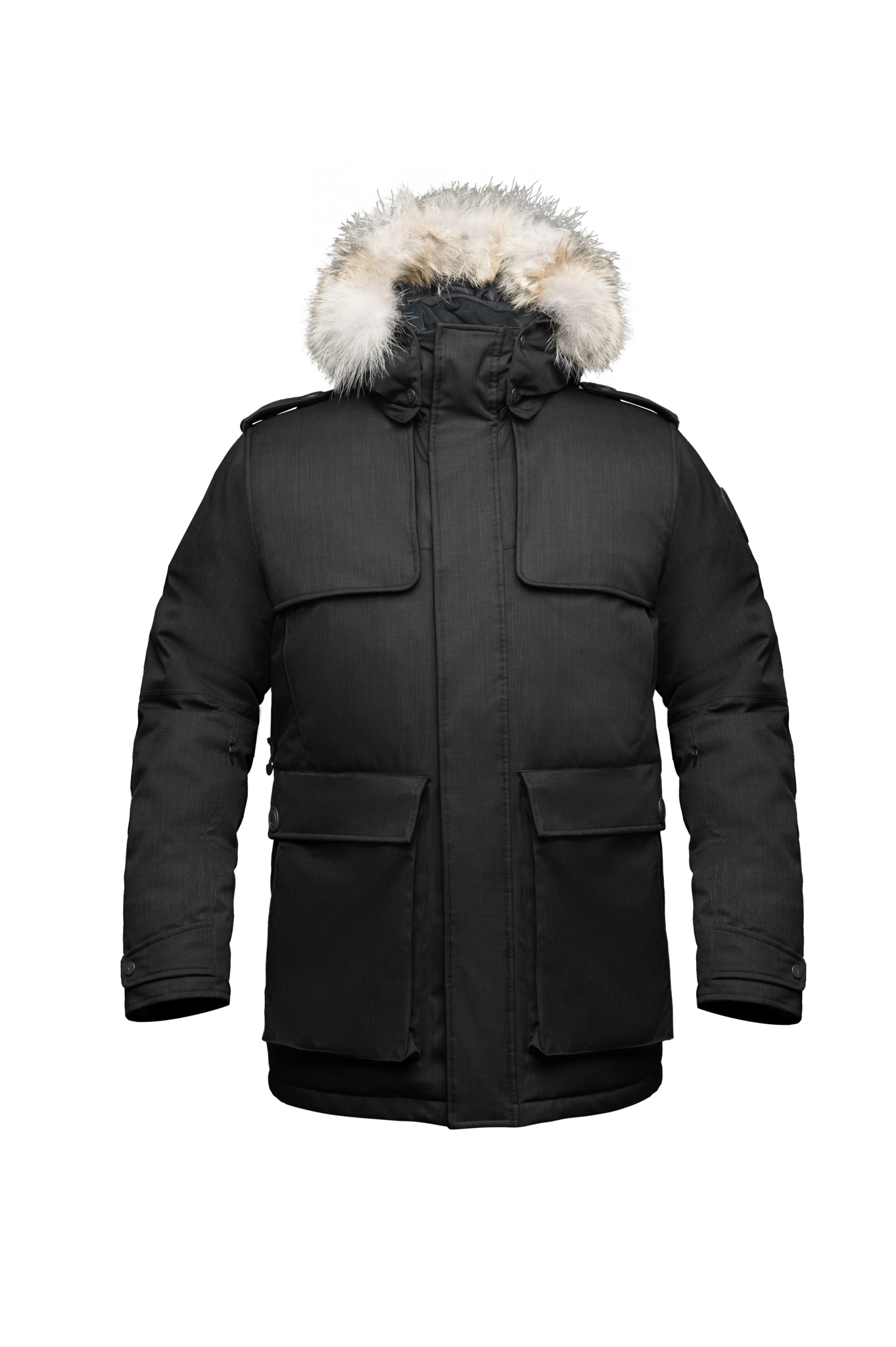 Men's parka with storm patch detail and two patch pockets in CH Black