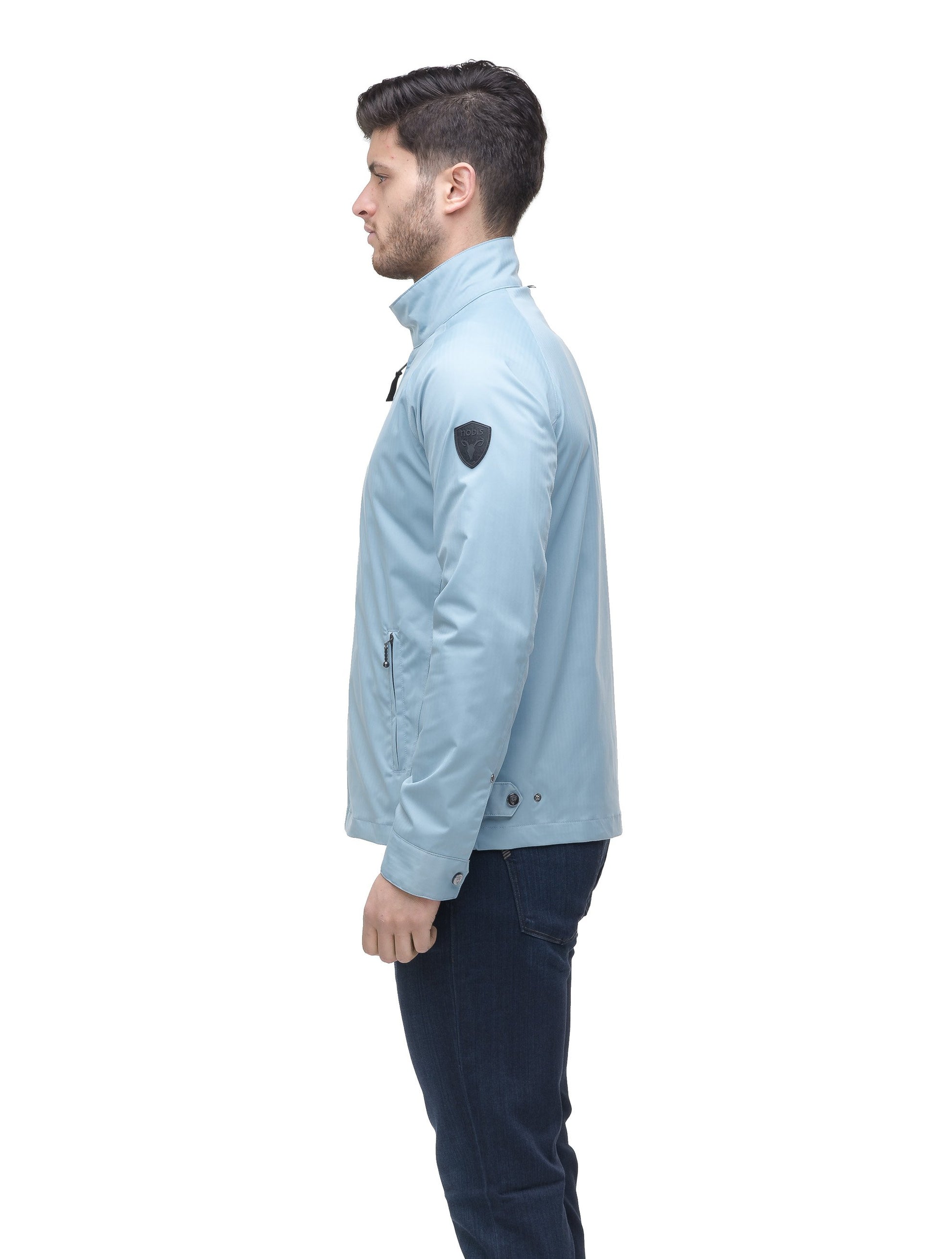 Men's zip up racer jacket in Slate Blue