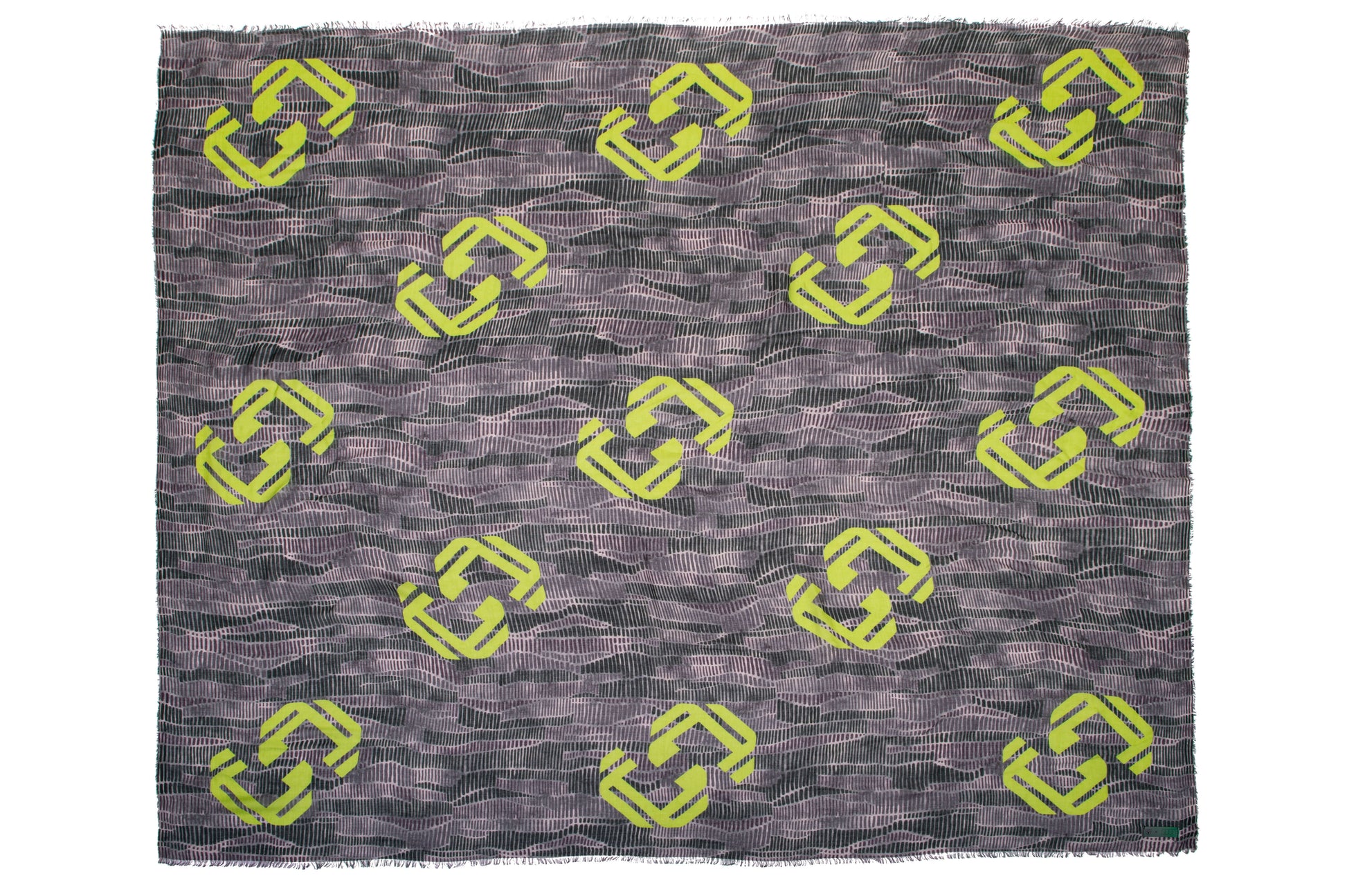 Square shaped, unisex linen blend scarf with "S" monogram print in Dark Sandstorm