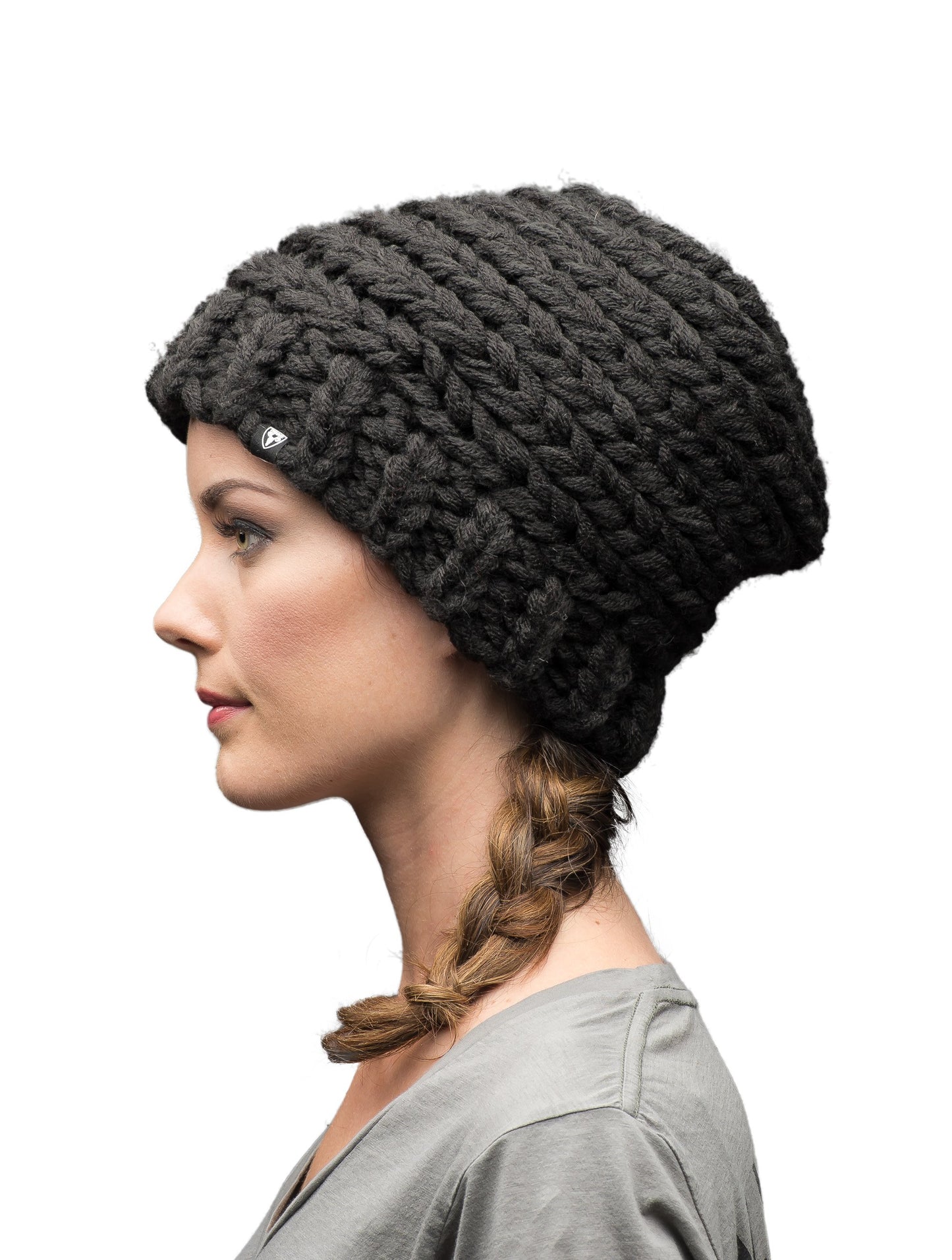 Beehive shaped knit toque in H. Black