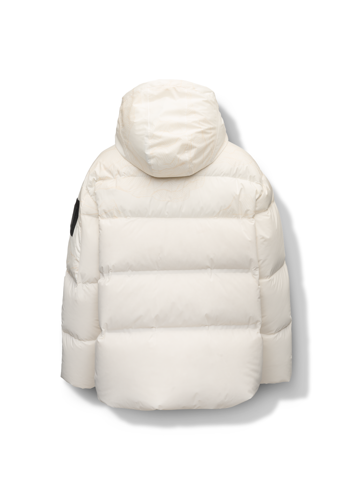 Una Ladies Performance Puffer in hip length, Technical Taffeta and Durable Stretch Ripstop fabrication, Premium Canadian White Duck Down insulation, removable down filled hood, centre front two-way zipper, and side-entry pockets at waist, in Wheat Desert