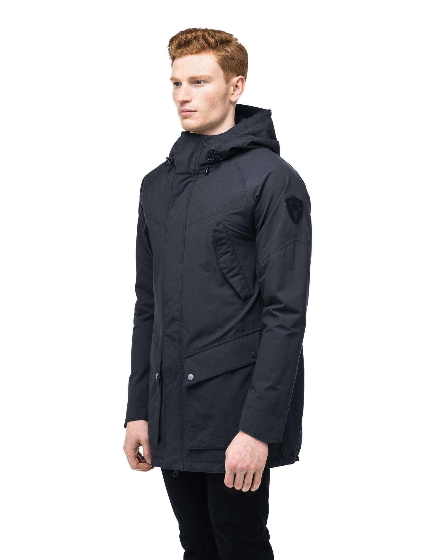 Men's hooded rain coat with hood in Navy
