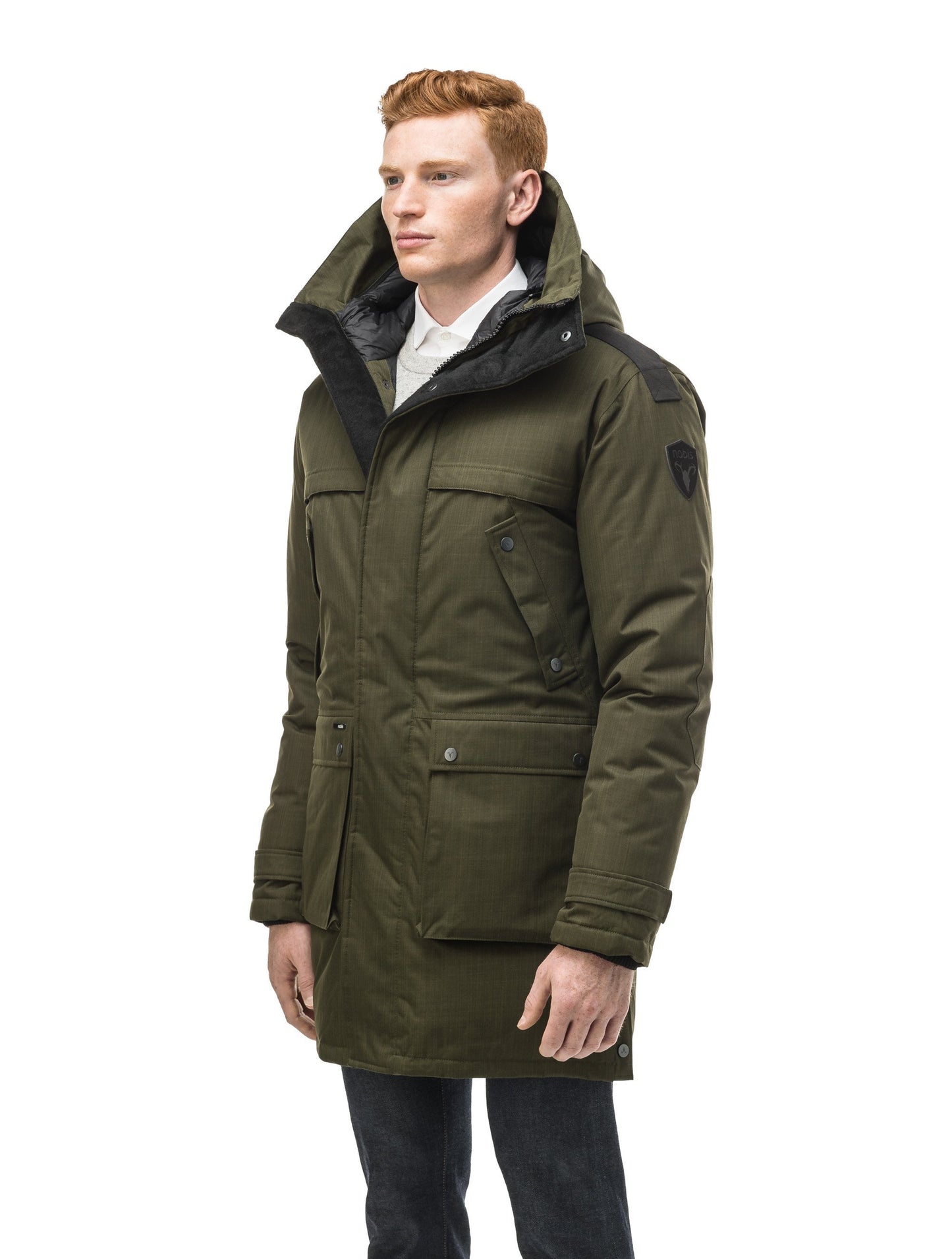 Men's Best Selling Parka the Yatesy is a down filled jacket with a zipper closure and magnetic placket in CH Fatigue