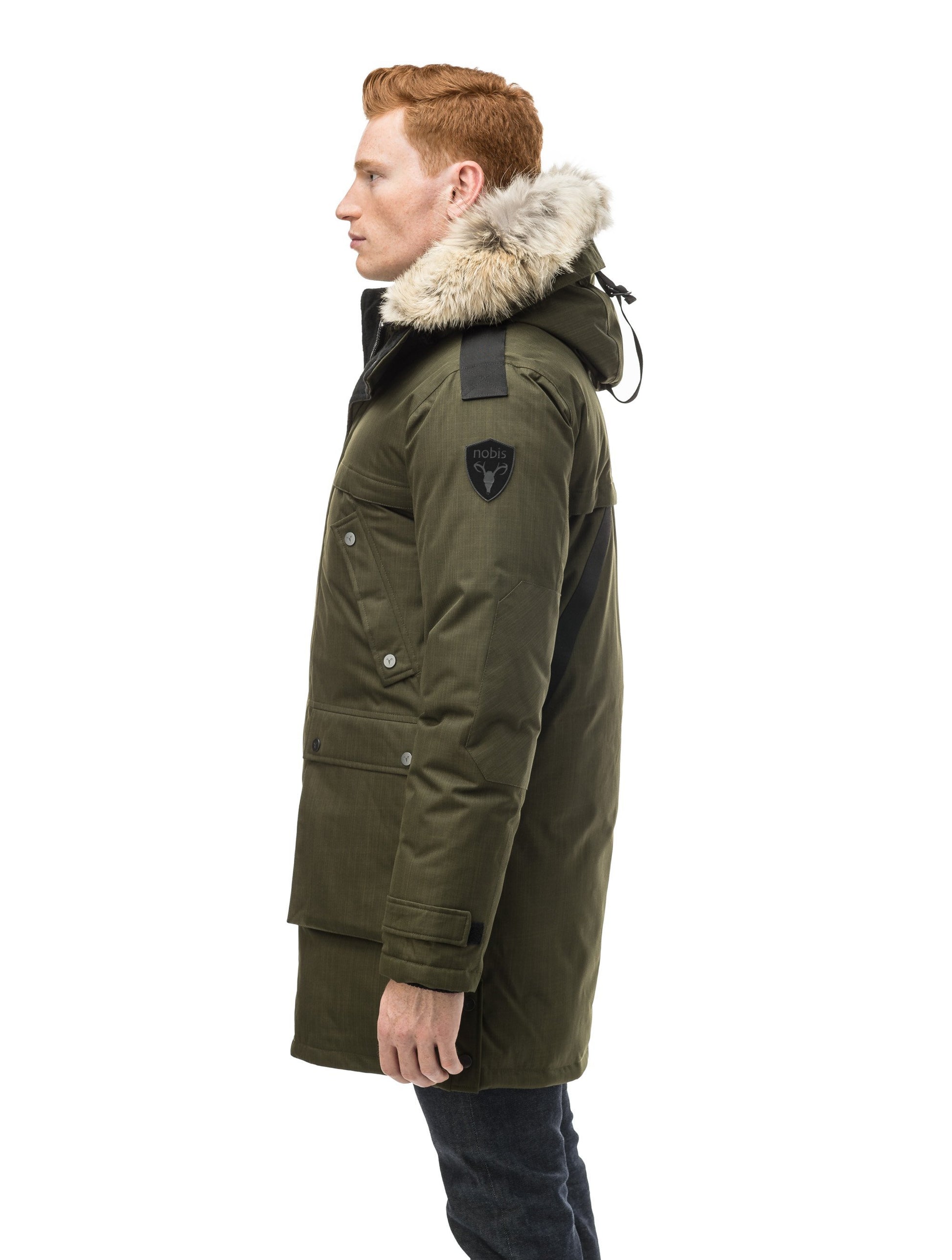 Men's Best Selling Parka the Yatesy is a down filled jacket with a zipper closure and magnetic placket in CH Fatigue