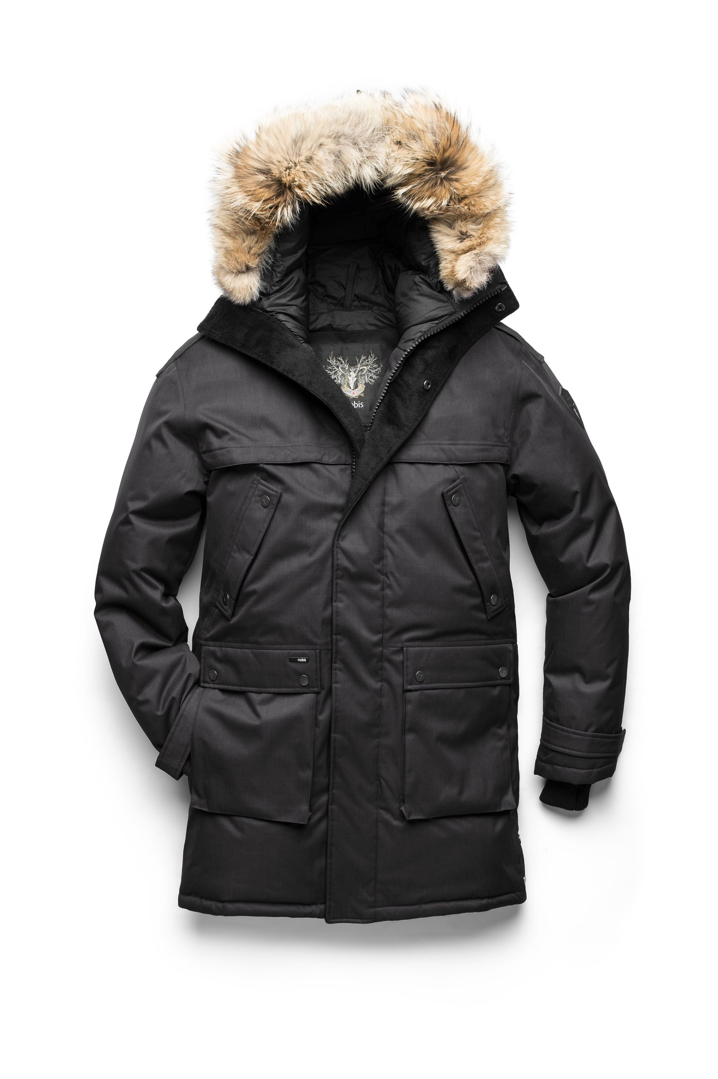 Men's Best Selling Parka the Yatesy is a down filled jacket with a zipper closure and magnetic placket in CH Black