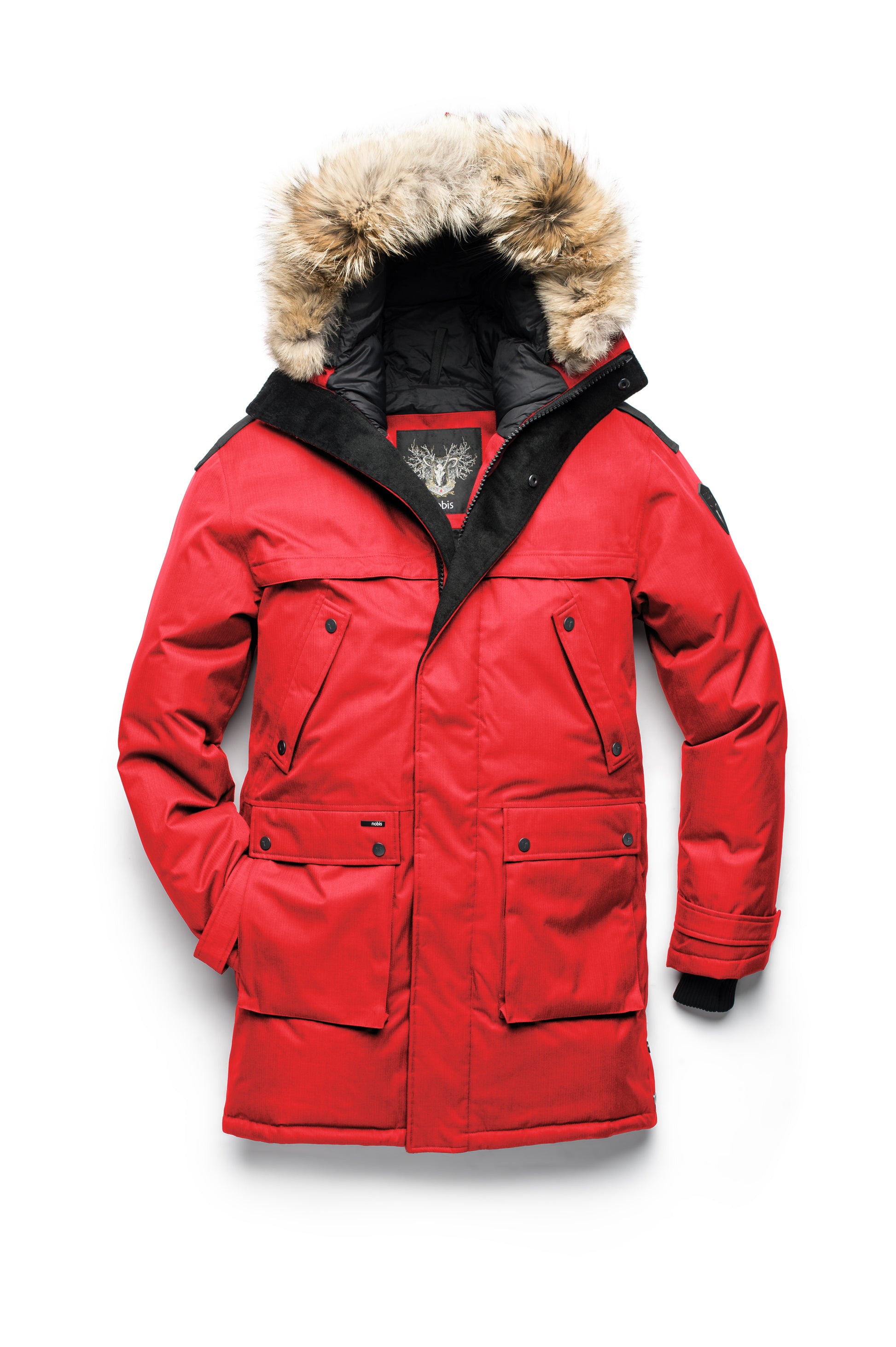 Men's Best Selling Parka the Yatesy is a down filled jacket with a zipper closure and magnetic placket in CH Red